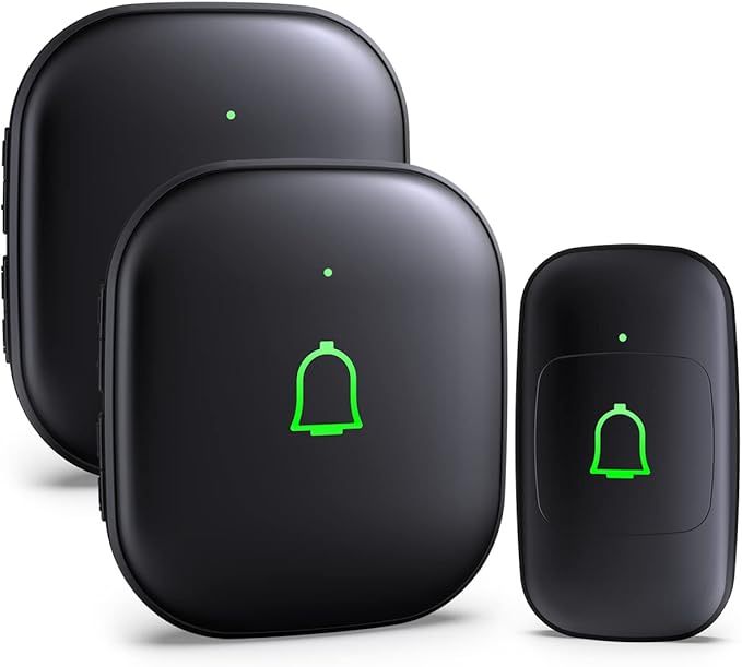 Doorkit Wireless Doorbell with 2 Receivers IP66 Waterproof 1000 Feet with 32 Chimes 115dB 7 volume levels Mute Mode & LED Flash Doorbell Ringer Wireless for Kids Room Teachers Classroom Home Office