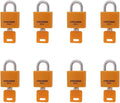 Set of 8 Small Locks，Covered Aluminum Keyed Alike Padlocks，30MM Weatherproof Lock with Same Key,Outdoor Padlock for Sheds, Storage Unit ，School Gym Locker, Toolbox