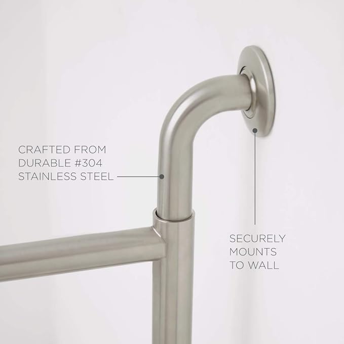 Seachrome Bathroom Grab Bar, Wall to Wall Stainless Steel Swing Away Grab Bar, 1 1/4-Inch Diameter, Handicap Grab Bar, Safety Rail, Satin Stainless (GW-4236-Q-SS)