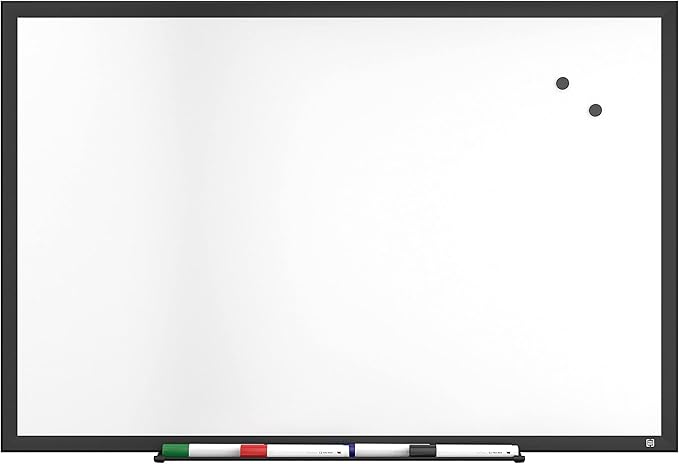 TRU RED Steel Magnetic Whiteboard | Dry Erase Board for Wall, White Board with Black Aluminum Frame, 3 ft x 2 ft