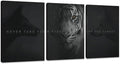 Unbruvo Tiger Motivational Wall Art - 3 Piece Canvas Prints for Office, Inspirational Leadership Quotes, Black Tiger Picture Wall Decor for Living Room, Bedroom(48''Wx24''H)