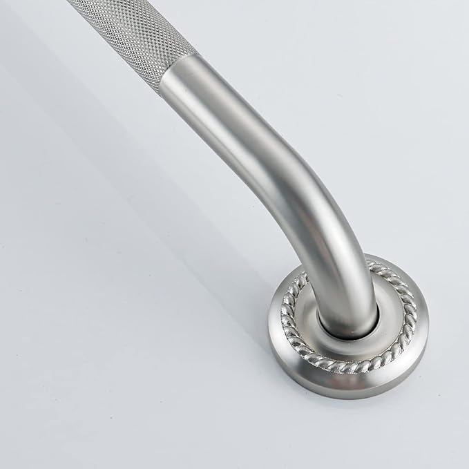 Anti Slip Shower Grab Bar, 16-Inch Toilet Textured Sturdy Hand Rail, Stylish Bathroom Armrest, Brushed Nickel Finish, Multi Function Assist Handle