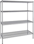 21" x 54" NSF Chrome 4-Shelf Kit with 64" Posts, Heavy Duty Storage Shelving, Wire Shelving Kit, NSF Commercial Storage Rack Unit