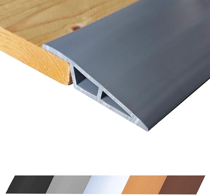 1/2" to 3/5" Height Threshold Ramp - Rubber Threshold, Floor Transition Strip, Wheelchair Ramp, Door Strip, Carpet to Tile Strip (Gray, 40 inches)