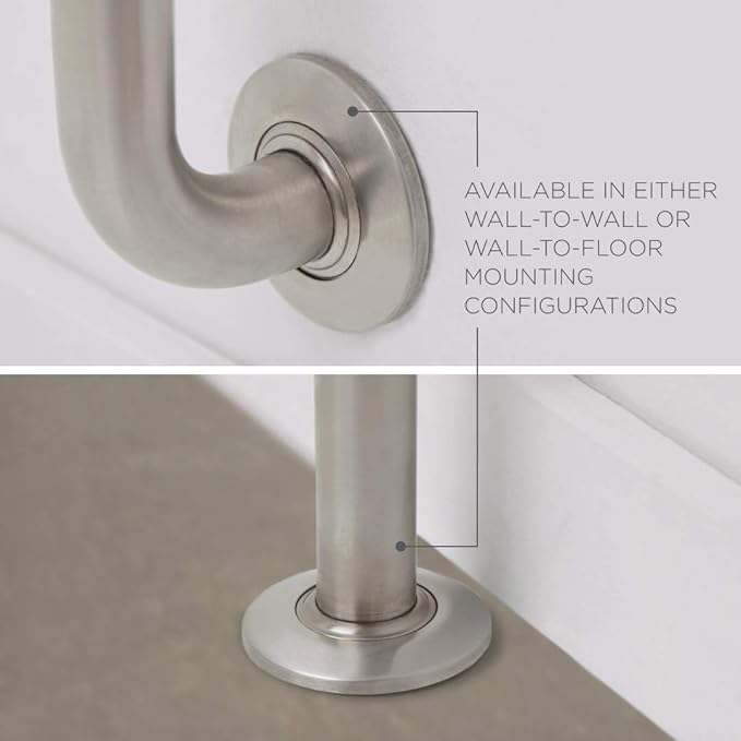 Seachrome Bathroom Grab Bar, Wall to Wall Stainless Steel Swing Away Grab Bar, 1 1/4-Inch Diameter, Handicap Grab Bar, Safety Rail, Satin Stainless (GW-4236-Q-SS)