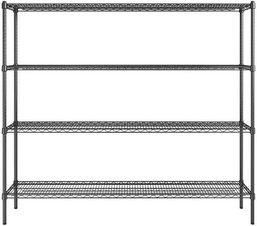 14" x 72" NSF Black Epoxy 4-Shelf Kit with 64" Posts, Heavy Duty Storage Shelving, Wire Shelving Kit, NSF Commercial Storage Rack Unit