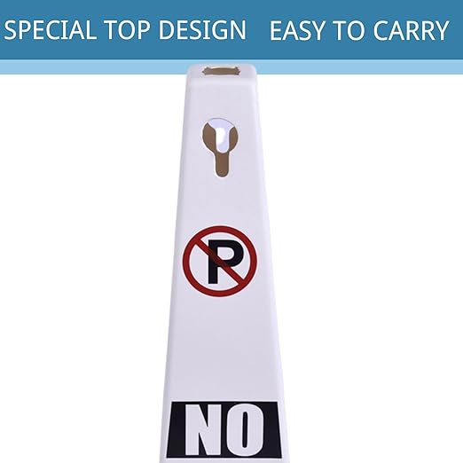 BESEA 4PCS White No Parking Cone White Caution 4 Sided No Parking Cone Reserved Parking