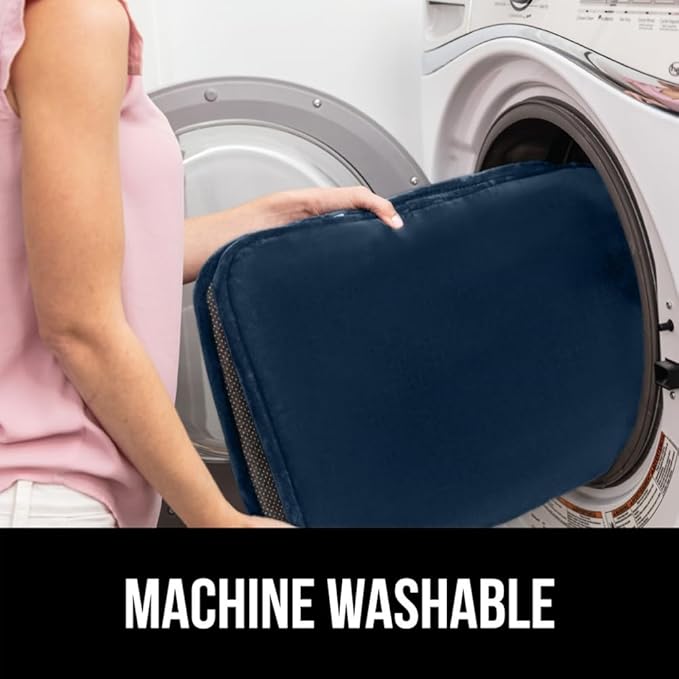 GORILLA GRIP Thick Memory Foam Toilet Rug for Bathroom, Square Shaped Washable, Soft Absorbent Velvet Topside Floor Mats, Machine Wash, Cushioned Luxury Rugs for Bath Room, 22.5x19.5 Navy Blue
