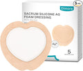 Dimora Ag Silver Sacrum Foam Wound Dressing Bandages Silicone Adhesive Border 7"x7" Waterproof Sacral Pads Absorbent Breathable Bed Sore Pressure Dressing
