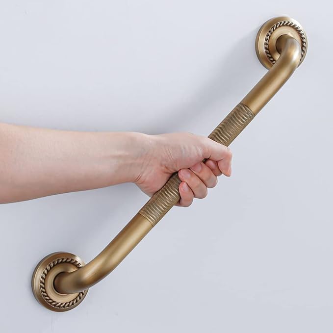 Heavey Duty Grab Bar, 18-Inch Sturdy Hand Rail, Stylish Bathroom Armrest, Antique Brass Finish, Good for Senior, Kids, Elderly