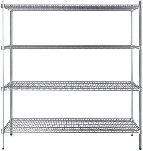 18" x 60" NSF Stainless Steel 4-Shelf Kit with 64" Posts, Heavy Duty Storage Shelving, Wire Shelving Kit, NSF Commercial Storage Rack Unit