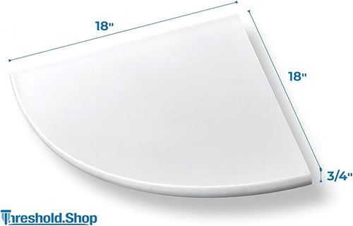 18" Super White Engineered Marble Corner Shower Seat – Floating or Solid Mount Bathroom Bench, Wall Mounted Shelf & Caddy for Showers, Classic Flatback Design