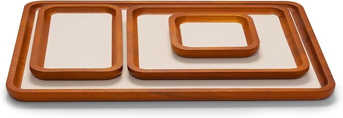 Oirlv Solid Wood Jewelry Tray Jewelry Display Holder Showcase Jewelry Display Organizer (Large, Creamy-white)