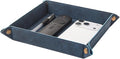 Valet Tray Desktop Storage Organizer – Premium PU Leather Catchall Bedside Vanity Tray Nightstand Caddy Holder for Remote Controller, Keys, Phone, Wallet, Coin, Jewelry,Blue