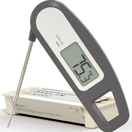 Lavatools Javelin® Ultra-Fast 3-Second Digital Instant Read Meat Thermometer for Grill and Cooking, 2.75" Probe, Compact Foldable Design, Large Display, IP65 Water Resistant, NSF Certified – Sesame