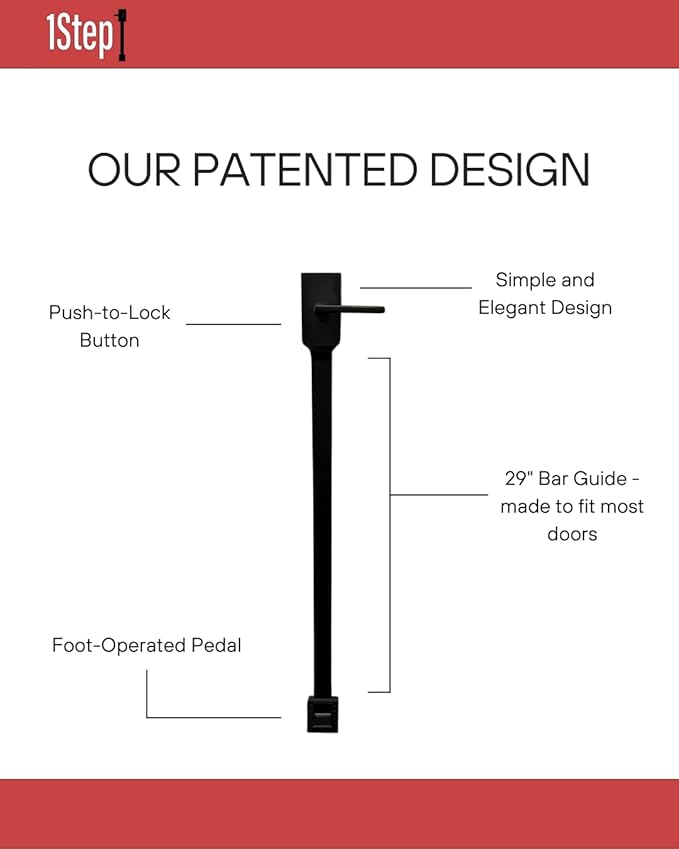 1Step Foot-Operated Door Opener for Latched Doors, Hands-Free, Convenient, Elegant Design, Lockable Door Handle - 2-Sided(Entry Ways and Garage Doors)