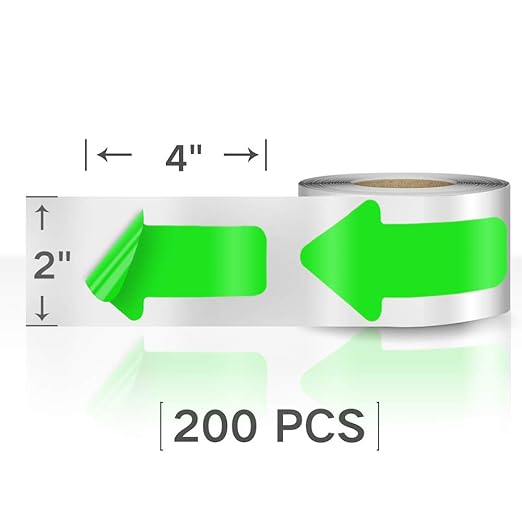 Arrow Floor Sticker Tape 2"×4" Arrow Floor Marking Sticker Sign 200 PCS Arrow Decal Tape Green