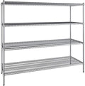 24" x 72" NSF Chrome 4-Shelf Kit with 64" Posts, Heavy Duty Storage Shelving, Wire Shelving Kit, NSF Commercial Storage Rack Unit