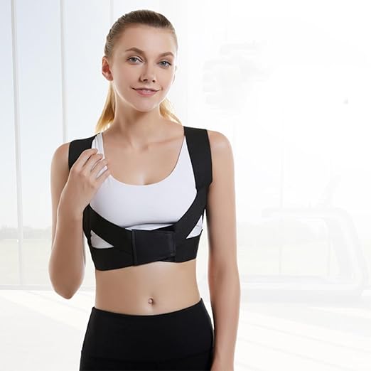 Ciieeo Adjustable Back Posture Corrector Belt for Hunchback Correction, Black Medium Size Back Support Brace for and Students, Lumbar and Shoulder Alignment Aid