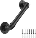 1FT Industrial Stair Railing Wall Mount Staircase Handrail φ1.3" Pipe Hand Rail for Steps Grab Bar Foot Rail Vintage Pipe Railing Black Deck Handrail for Outdoor Indoor Stairs Porch
