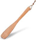 Wooden Shoe Horn,Long Handled Shoe Horn for Seniors,9.84" Retro Wood Shoehorn Long-handle for Women Kids with Leather Lanyard,Long Shoehorn Helper for Seniors & Pregnant,Wood Color