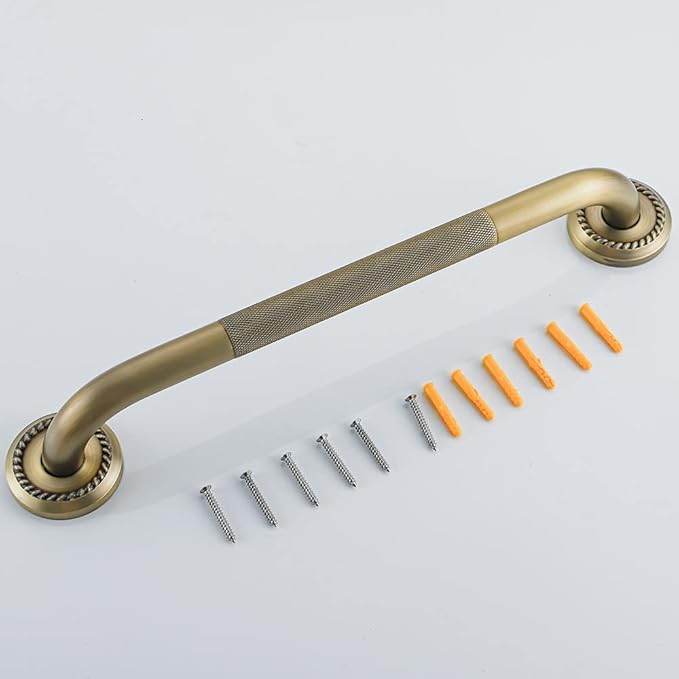 Heavey Duty Grab Bar, 18-Inch Sturdy Hand Rail, Stylish Bathroom Armrest, Antique Brass Finish, Good for Senior, Kids, Elderly