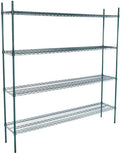 14" x 72" NSF Green Epoxy 4-Shelf Kit with 74" Posts, Heavy Duty Storage Shelving, Wire Shelving Kit, NSF Commercial Storage Rack Unit