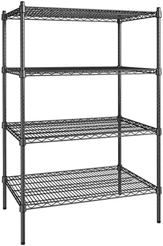 24" x 42" NSF Black Epoxy 4-Shelf Kit with 54" Posts, Heavy Duty Storage Shelving, Wire Shelving Kit, NSF Commercial Storage Rack Unit