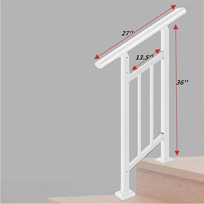 Hand Rails for Outdoor Steps,2 Step Stair Handrail & Indoor Stair Railing Kit，Metty Metal Railings for Outdoor Steps and Hand Rails for Seniors for Porch Railing