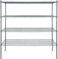 30" x 72" NSF Green Epoxy 4-Shelf Kit with 74" Posts, Heavy Duty Storage Shelving, Wire Shelving Kit, NSF Commercial Storage Rack Unit