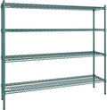 14" x 60" NSF Green Epoxy 4-Shelf Kit with 54" Posts, Heavy Duty Storage Shelving, Wire Shelving Kit, NSF Commercial Storage Rack Unit