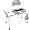 Platinum Health Sliding Shower Chair HydroGlyde Premium Heavy Duty, Padded Bathtub Transfer Bench with Cut Out Seat, for Bath Tub, Adjustable Legs, and Safety Belt, Quick Tool-Less Assembly, Gray