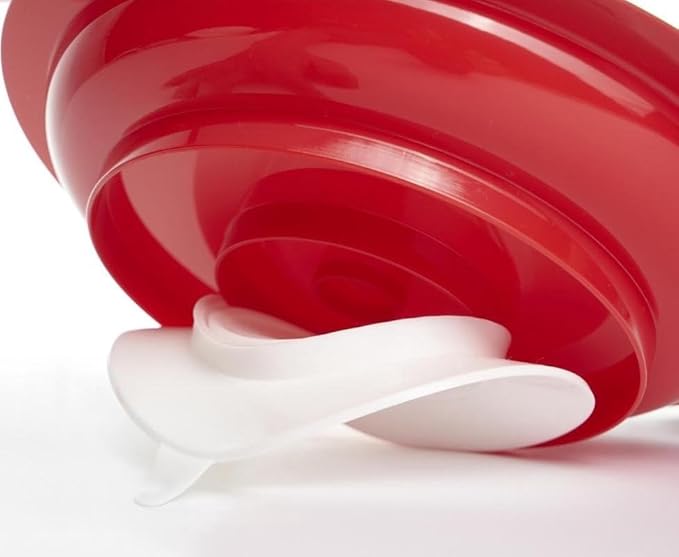 pekokavo Spill Proof 9.2" Scoop Plate with Non-Skid Suction Base, Adaptive Self-Feeding Dinnerware for Elderly Disabled, Pack of 2 (Red Plates)
