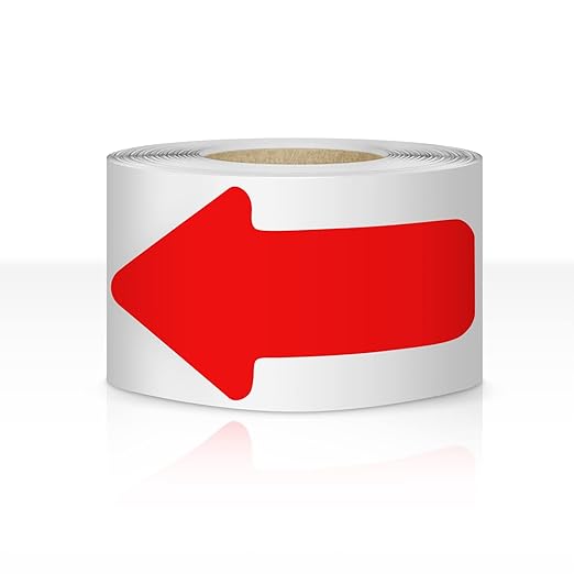 Arrow Floor Sticker Tape 3"6" - 200 PCS Marking Sticker Signs - Red