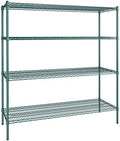 21" x 60" NSF Green Epoxy 4-Shelf Kit with 64" Posts, Heavy Duty Storage Shelving, Wire Shelving Kit, NSF Commercial Storage Rack Unit
