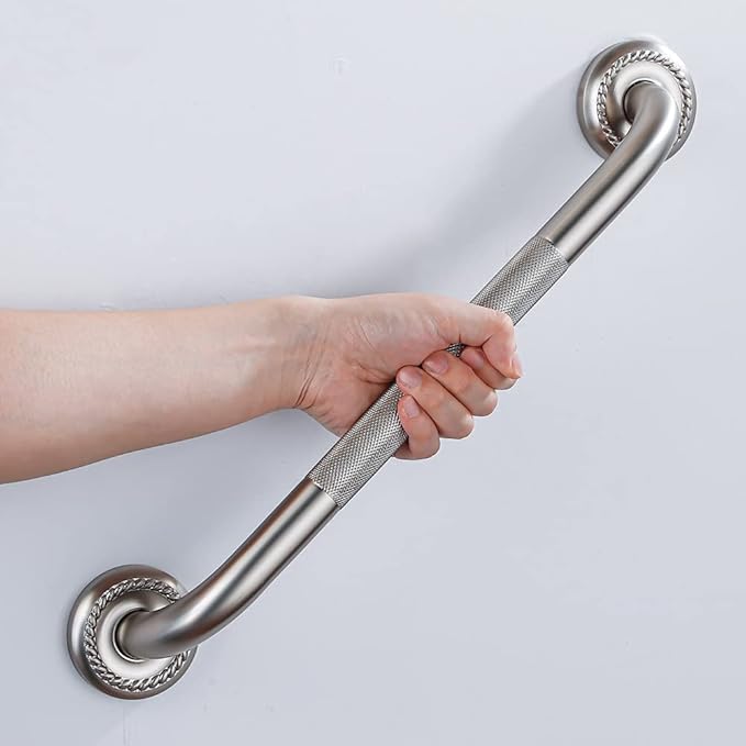 Anti Slip Shower Grab Bar, 18-Inch Toilet Textured Sturdy Hand Rail, Stylish Bathroom Armrest, Brushed Nickel Finish, Multi Function Assist Handle