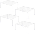 SIBAO Kitchen Cabinet Storage Shelf Rack/Plastic Feet - (13.1 x 10.2 Inch) - Steel Metal - Rust Resistant Finish - Cups, Dishes, Cabinet & Pantry Organization (4, White)