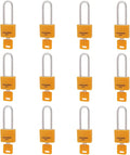 1-3/16 in. Small Aluminum Key Lock，Keyed Alike Padlocks with Long Shackle for School Gym Locker, Toolbox,12 Pack