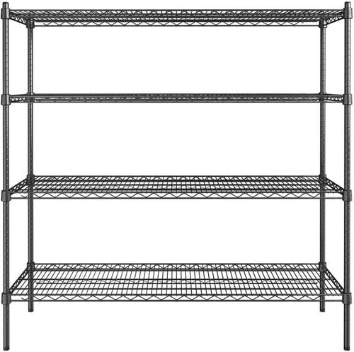 18" x 54" NSF Black Epoxy 4-Shelf Kit with 54" Posts, Heavy Duty Storage Shelving, Wire Shelving Kit, NSF Commercial Storage Rack Unit