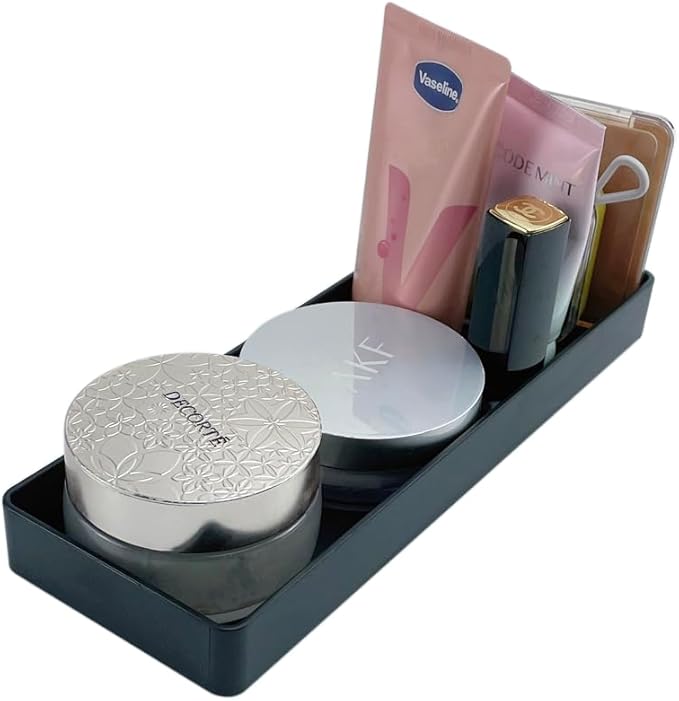 Amazon Basics Rectangular Plastic Desk Organizer, Half Accessory Tray, 9.4" x 3.3" x 1", Black