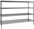 24" x 72" NSF Black Epoxy 4-Shelf Kit with 54" Posts, Heavy Duty Storage Shelving, Wire Shelving Kit, NSF Commercial Storage Rack Unit