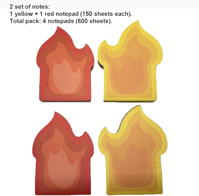 Garbage Can Fire Sticky Notes Office Supplies Notepads Desk Accessories Desk Dumpster Refill Notes 600 Sheets - 2 Sets, 4 Pads, Perfect Fit (Refill Notes)