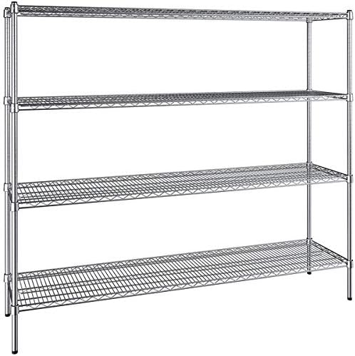 18" x 72" NSF Chrome 4-Shelf Kit with 64" Posts, Heavy Duty Storage Shelving, Wire Shelving Kit, NSF Commercial Storage Rack Unit
