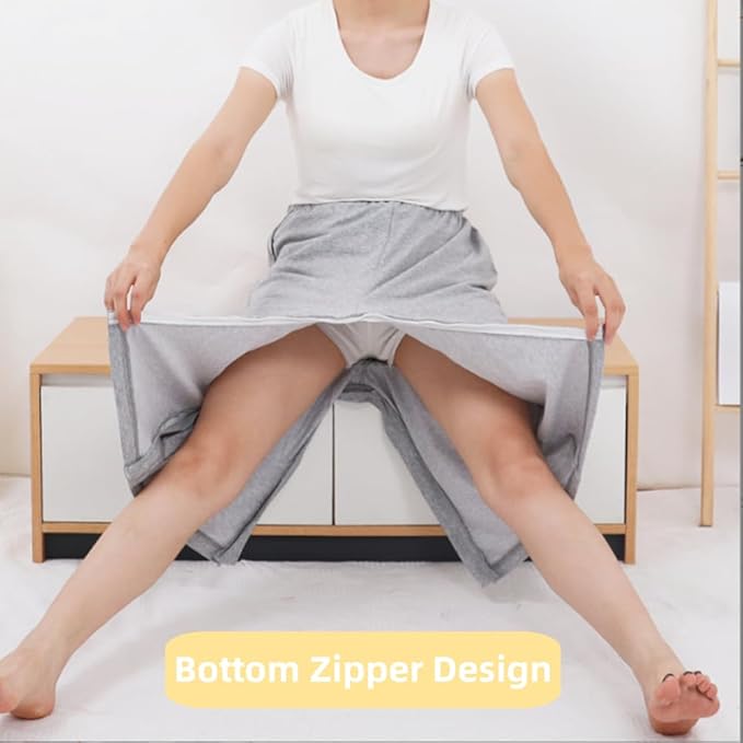 WEEOATAR Bedridden Patient Clothing,Full Open Post Surgery Pants,Patient Care Trousers,Disability Clothing with Zippers for Easy Access,Post-op Pants Suit for Fracture,Disable,Elderly(Grey,M)