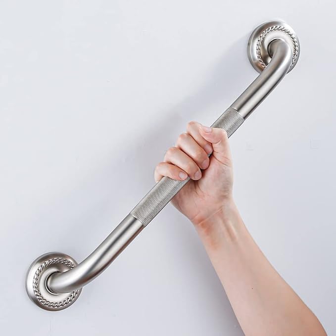 Anti Slip Shower Grab Bar, 12-Inch Toilet Textured Sturdy Hand Rail, Stylish Bathroom Armrest, Brushed Nickel Finish, Multi Function Assist Handle