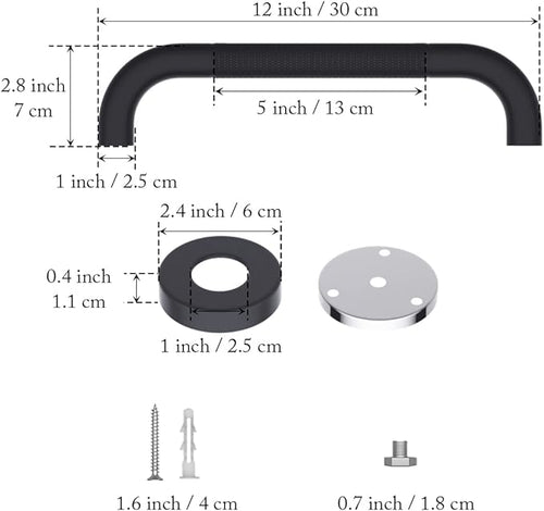 12 Inch Shower Grab Bar Oil Rubbed Black, Munzong Anti Slip Bathroom Grab Bar, Knurled Bathroom Balance Bar, Safety Hand Rail Support Handicap Elderly Injury Senior Assist Bath Handle