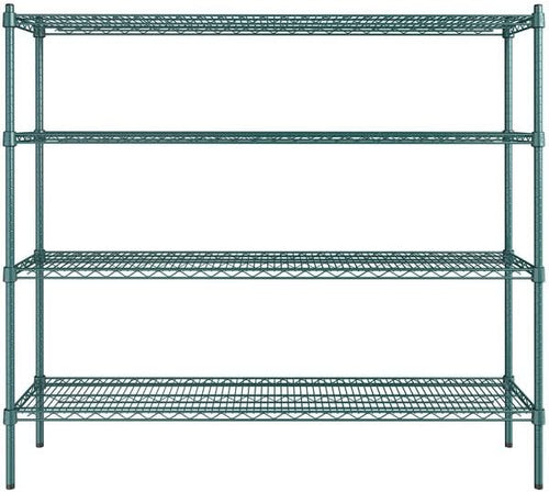 14" x 60" NSF Green Epoxy 4-Shelf Kit with 54" Posts, Heavy Duty Storage Shelving, Wire Shelving Kit, NSF Commercial Storage Rack Unit