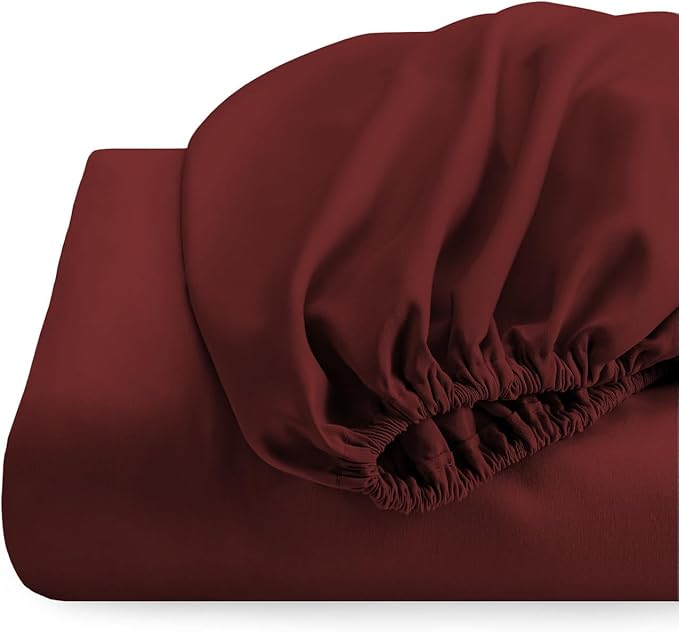 Top Split King Fitted Sheet Only for Adjustable beds, Split Down 39 inches from The Top, 600 Thread Count 100% Cotton Half Split Flex Head Fitted Sheet for Sleep Number Beds, Burgundy