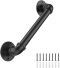 2FT Industrial Stair Railing Wall Mount Staircase Handrail φ1.3 Pipe Hand Rail for Steps Grab Bar Foot Rail Vintage Pipe Railing Black Deck Handrail for Outdoor Indoor Stairs Porch