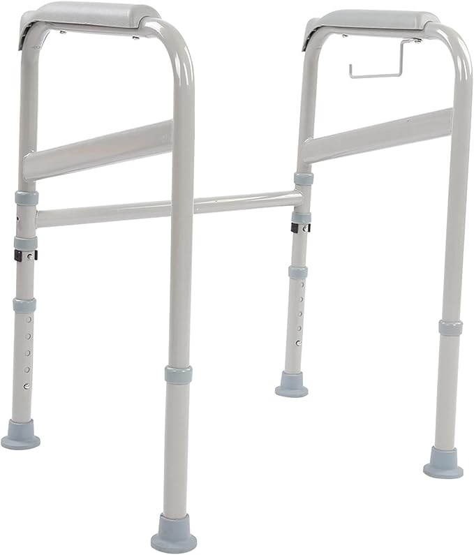 Aramox Toilet Frame for Disabled, Adjustable Height Carbon Steel Toilet Support Frame, Nonslip Safety Handle for Elderly and Disabled Users